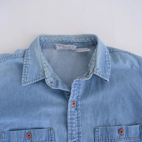 Loony Tunes	Vintage Chambray Collared Button Down Denim  Shirt Jean ~Blue~Medium - Picture 8 of 16